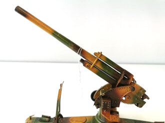 Blechspielzeug, Lineol Flak 8,8cm in Tarnbemalung . Ungereinigtes Stück, original lackiert