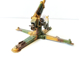 Blechspielzeug, Lineol Flak 8,8cm in Tarnbemalung . Ungereinigtes Stück, original lackiert