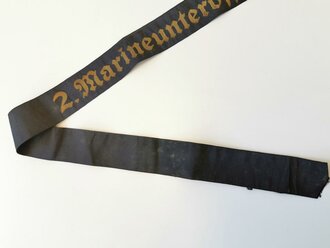 Kriegsmarine, Mützenband "2.Marineunteroffizierlehrabteilung 2.", Länge ca 115 cm