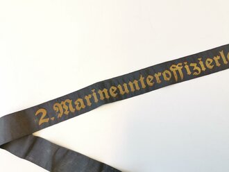 Kriegsmarine, Mützenband "2.Marineunteroffizierlehrabteilung 2.", Länge ca 115 cm