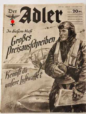 Der Adler "Großes Preisauschreiben - Kennst du unsere Luftwaffe?", Heft Nr. 20, 1. Oktober 1940