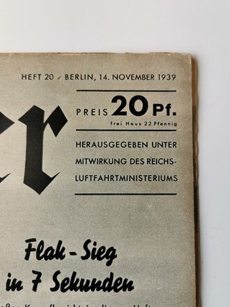 Der Adler "Flak - Sieg in 7 Sekunden", Heft Nr. 20, 14. November 1939