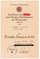 Verleihungsurkunden des Träger des Deutschen Kreuz in gold Kurt Jahnke. Das vorläufige Besitzzeugnis zum DK mit eigenhändiger Unterschrift Generalfeldmarschall Keitel