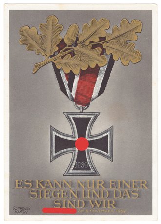 "Es kann nur einer siegen und das sind wir" Eisernes Kreuz zweiter Klasse Postkarte