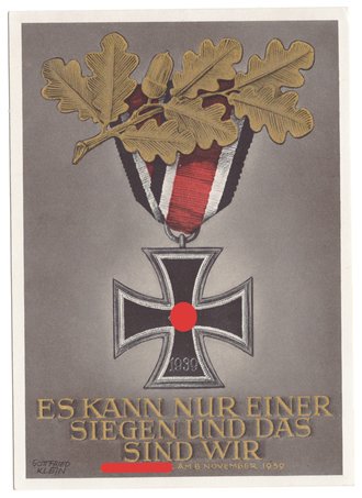 "Es kann nur einer siegen und das sind wir" Eisernes Kreuz zweiter Klasse Postkarte