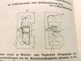 D1029/6 " Merkblatt zur Bedienung des Wehrmacht Rundfunkenpfängers WR1/P" vom 04.10.41 mit 14 Seiten plus Anlagen