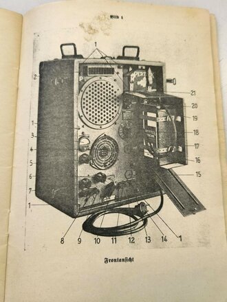 D1029/6 " Merkblatt zur Bedienung des Wehrmacht Rundfunkenpfängers WR1/P" vom 04.10.41 mit 14 Seiten plus Anlagen