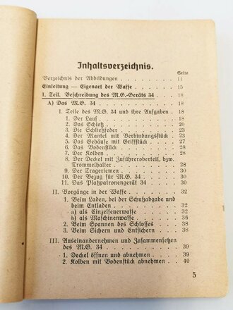 Beschreibung, Handhabung und Bedienung des MG34 datiert 1940 mit  214 Seiten