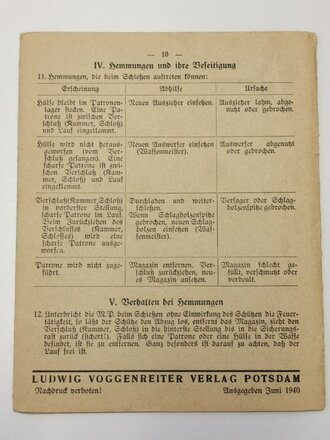 Waffentafel 11/11a " Die Maschinenpistolen" von 1940