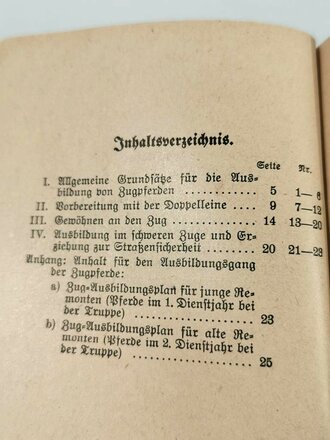 H.Dv.465/2 "Fahrvorschrift"  Heft 2 " Ausbildung des Jungpferdes" Berlin 1936 mit 25 Seiten