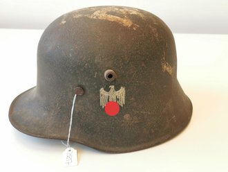 Stahlhelmglocke 1.Weltkrieg, weiterverwendet bei der Wehrmacht, das Abzeichen zu 95% erhalten, ungereinigtes Stück