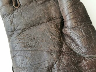 Fallschirmjäger, Paar Handschuhe aus braunem Leder, getragenes Paar in gutem Zustand