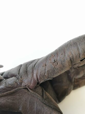 Fallschirmjäger, Paar Handschuhe aus braunem Leder, getragenes Paar in gutem Zustand