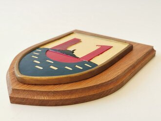 Dekorative Wandtafel "1. U- Geschwader Laboe", Maße 14 x 19 x 1,5 cm