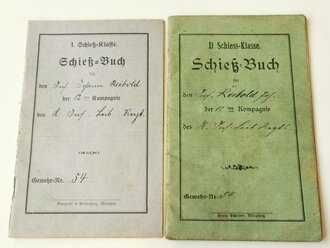 Kaiserreich, 2 Schießbücher 1. & 2. Schiess-Klasse, Infanterie Leib Regiment, datiert 1911/12