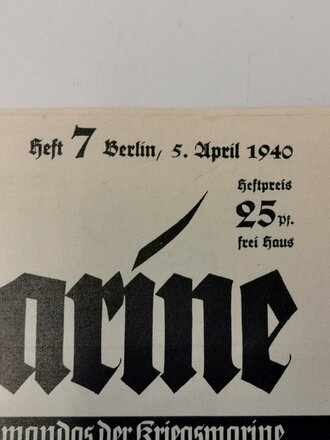 Die Kriegsmarine, Heft 7, 5. April 1940, "Der...