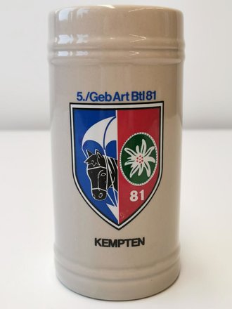 Bierkrug Bundeswehr "5./ Geb Art Btl 81 Kempten"
