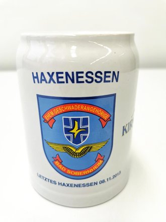 Bierkrug Bundeswehr "Haxenessen Ehem. Geschwaderangehörige"