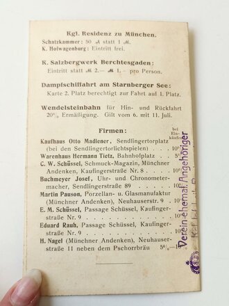 Legitimations-Karte, Infanterie Leib Regiment gültig vom 4. bis 11. Juli 1914