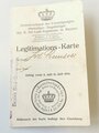 Legitimations-Karte, Infanterie Leib Regiment gültig vom 4. bis 11. Juli 1914