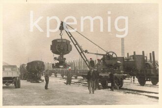 150 cm Flak Scheinwerfer bei Bahnverladung, Maße 6 x 9 cm