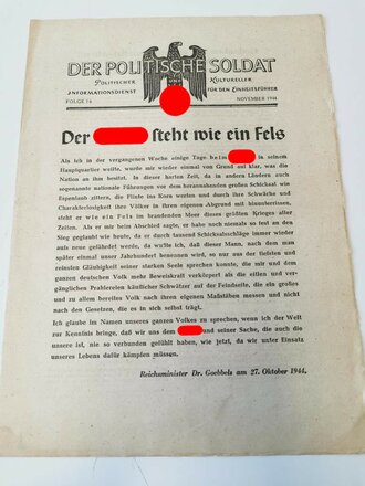 "Der Politische Soldat" - Politischer und kultureller Informationsdienst für den Einheitsführer, Folge 16, November 1944