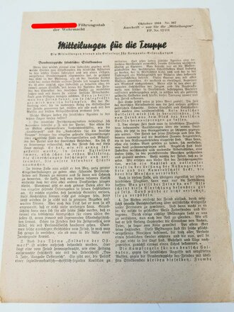 "Mitteilungen für die Truppe", Oktober 1944, Nr. 367