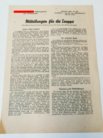 "Mitteilungen für die Truppe", Oktober...