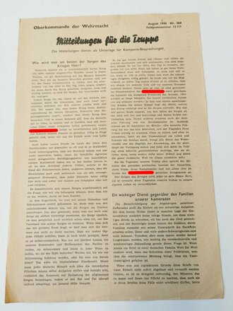 "Mitteilungen für die Truppe", August 1944, Nr. 364