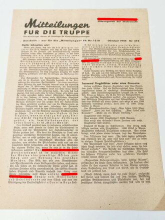 "Mitteilungen für die Truppe", Oktober 1944, Nr. 373