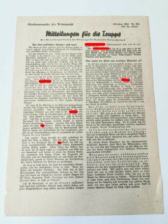 "Mitteilungen für die Truppe", Oktober 1944, Nr. 365