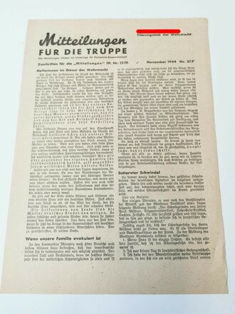 "Mitteilungen für die Truppe", November...
