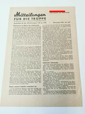 "Mitteilungen für die Truppe", November 1944, Nr. 377