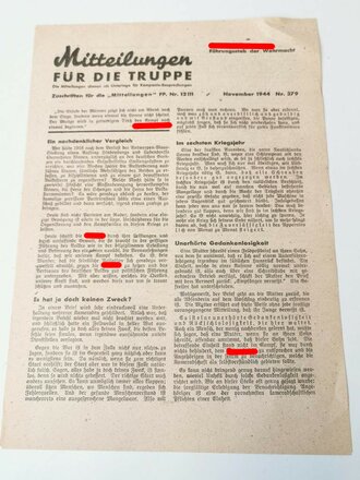 "Mitteilungen für die Truppe", November 1944, Nr. 379