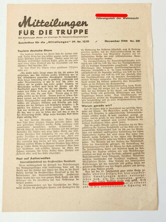 "Mitteilungen für die Truppe", November...