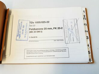 Bundeswehr "TDv 1005/025-22 Teil 22 Feldkanone 20mm,...