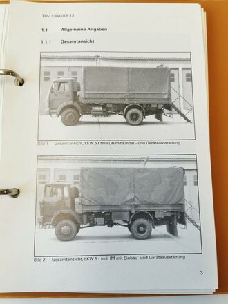 Bundeswehr "TDv 7360/016-13 Teil1-2-3 Einbau- und Geräteausstattung Feldküchenrüstsatz, Leicht gebraucht, 187 Seiten, 1 Stück