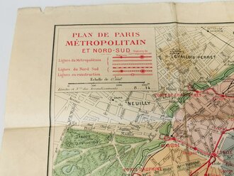 Aufenthalt in Paris, 3- teiliges Konvolut bestehend aus Merkblatt, Metro Fahrplan und Ausweis für die Innenstadt Paris, datiert 1940