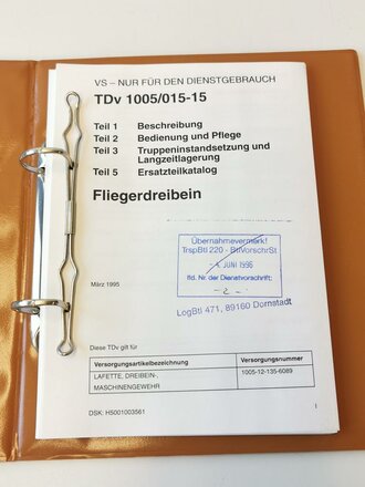 Bundeswehr "TDv 1005/015-15 Teil 1,2,3,4,5 Fliegerdreibein - ca.80 Seiten, leicht gebraucht