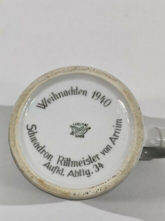 Bierkrug " Weihnachten 1940 Schwadron Rittmeister von Arnim Aufk. Abtlg.34". Gebraucht, guter Zustand