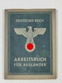 Arbeitsbuch für Ausländer von einer Frau aus besetztem Ostgebiet "Kaamarowka - Minsk?", Stempelung Arbeitsamt Wien, vermutlich Wasserschaden