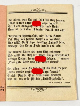 BDM, Merkbuch für deutsche Mädel 1935, A6, 64 Seiten