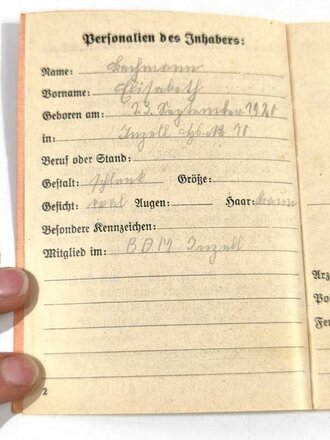 BDM, Merkbuch für deutsche Mädel 1935, A6, 64 Seiten