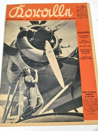 Koralle - Wochenschrift für Unterhaltung, Wissen, Lebensfreude, Heft  Nr. 12, datiert 29. März 1942 "Wieder ein Flugzeug einsatzbereit für die Front!"