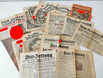 20 Zeitungen aus der Zeit des III.Reiches, nicht auf Vollständigkeit oder Zustand geprüft