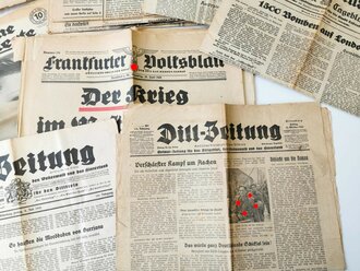 20 Zeitungen aus der Zeit des III.Reiches, nicht auf Vollständigkeit oder Zustand geprüft