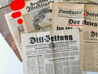 20 Zeitungen aus der Zeit des III.Reiches, nicht auf Vollständigkeit oder Zustand geprüft