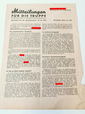 "Mitteilungen für die Truppe", November 1944, Nr. 379
