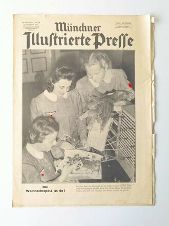 Münchner Illustrierte, Nr. 52, datiert 25. Dezember 1941, "Die Weihnachtspost ist da!", auf der Titelseite 3 Helferinnen