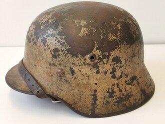 Luftwaffe Afrikakorps, Stahlhelm Modell 1940, in allen Teilen originales, zusammengehöriges Stück , original lackiert